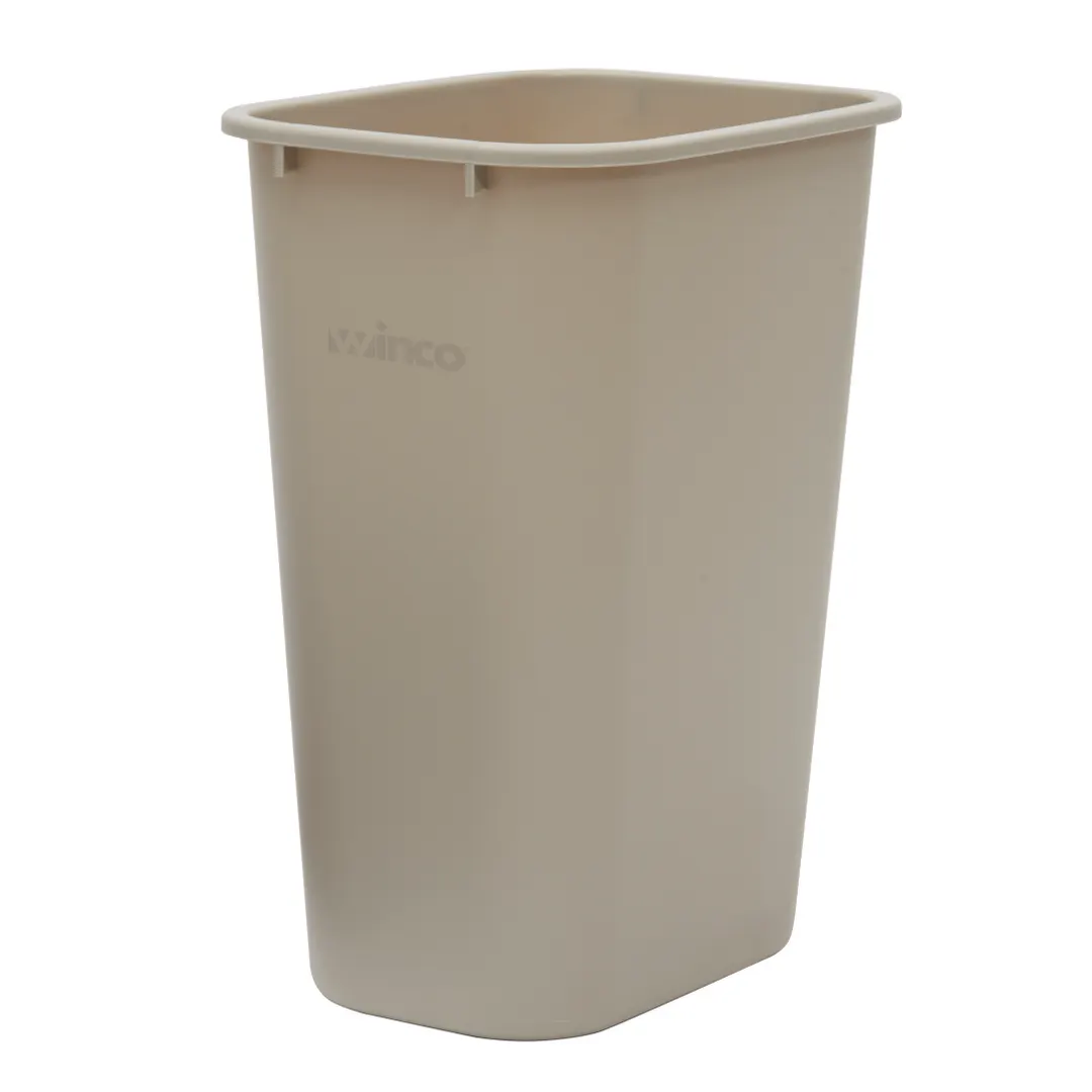 Winco PWR-41BE Wastebasket, 41 qt., 15-1/4"W X 11"D X 19-5/8"H, Rectangular, Beige