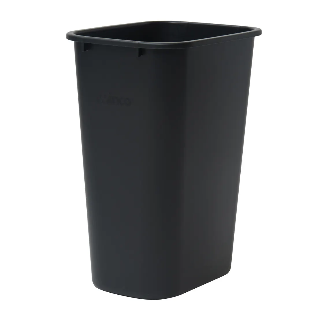 Winco PWR-41K Wastebasket, 41 qt., 15-1/4"W X 11"D X 19-5/8"H, Rectangular, Black
