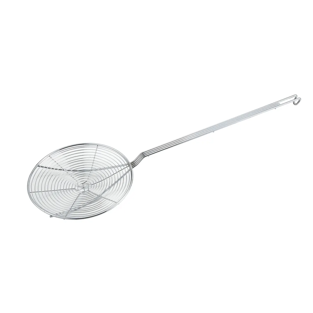 Winco SCF-9 9" Diameter Round x 14" Handle Nickel Plated Spiral Wire Skimmer