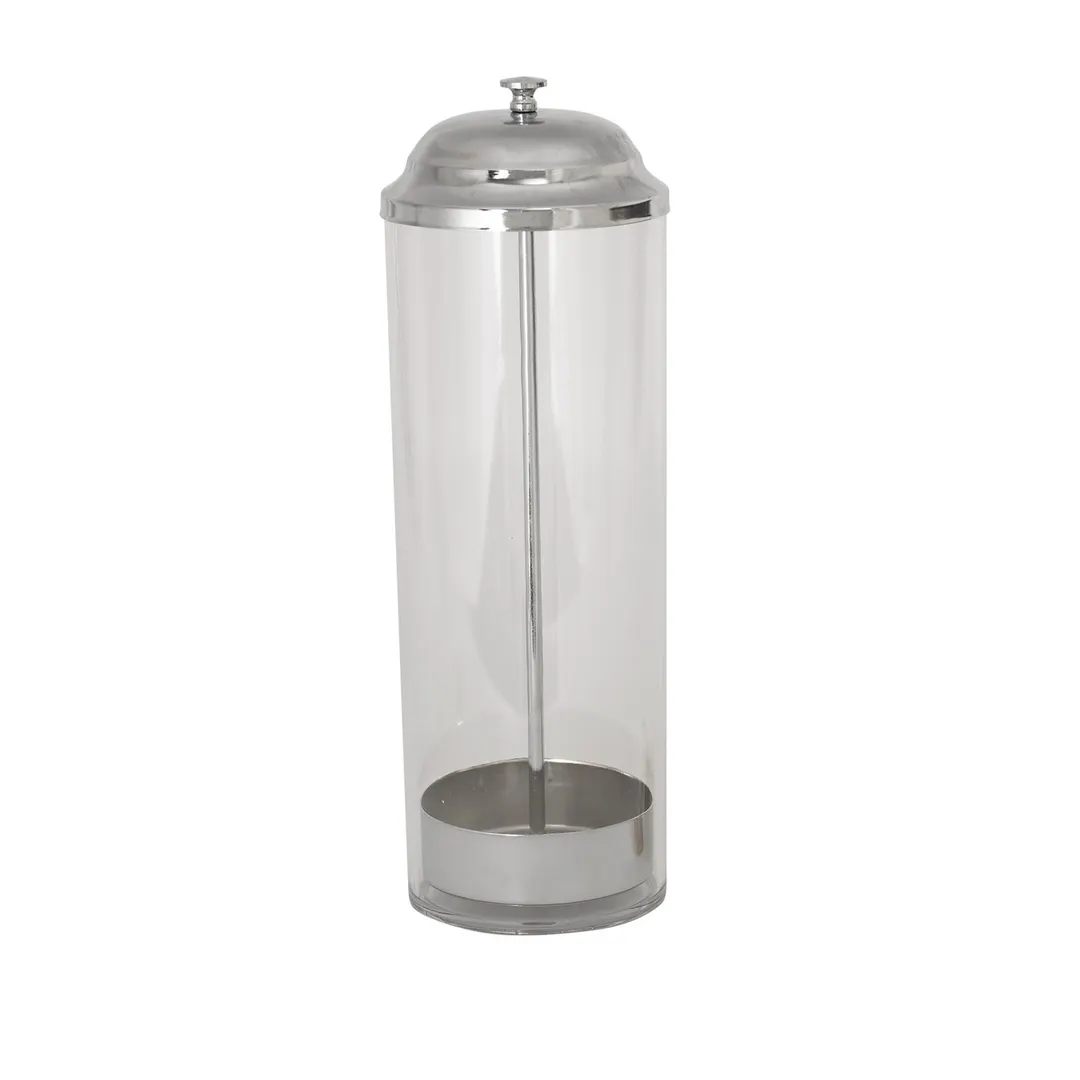 Winco SDP-3  Straw Dispenser w/ 100 Straw Capacity,  3-3/8" Dia. X 10-3/4"H, Round