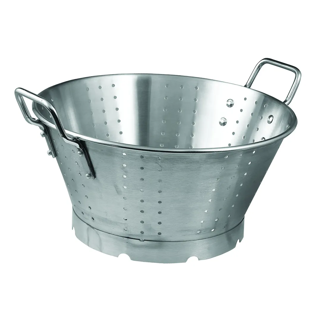 Winco SLO-16 16 Qt. Heavy Duty Stainless Steel Colander with Flat Bottom