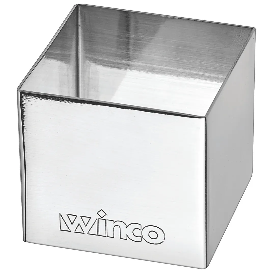 Winco SPM-22S 2" x 2" Square Stainless Steel Culinary Pastry Mold, Dishwasher Safe