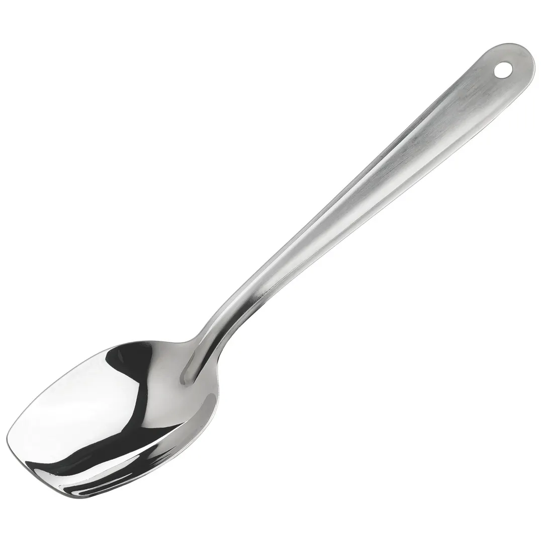 Winco SPS-S10 10" Stainless Steel Slanted Plating Spoon, Dishwasher Safe, Satin Finish
