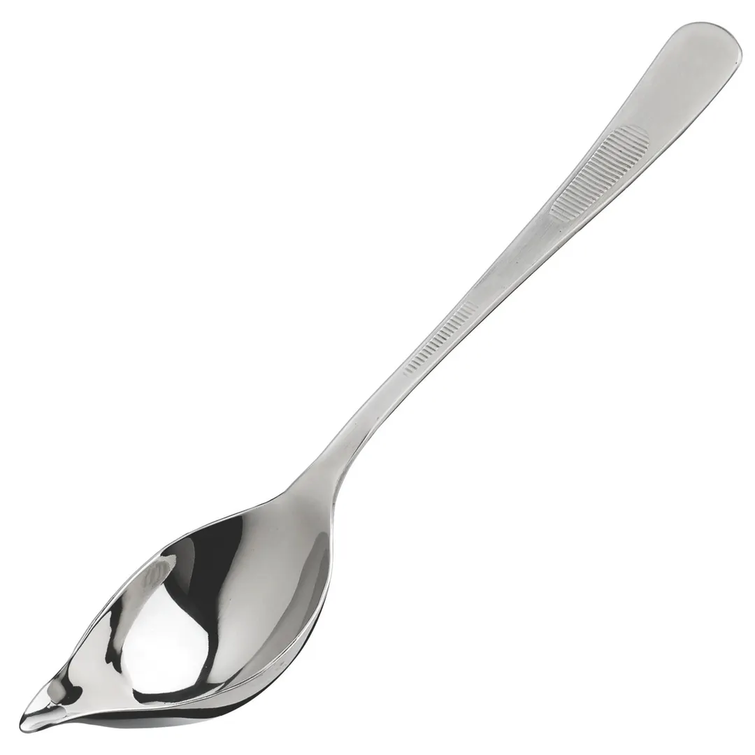 Winco SPS-TS8 8" Stainless Steel Saucier Spoon with Tapered Spout, Satin Finish