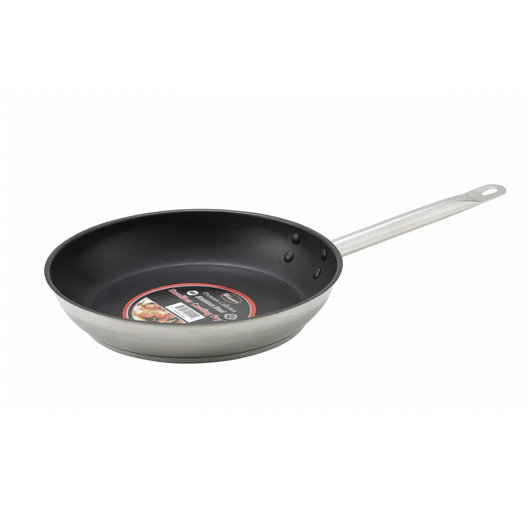 Winco SSFP-9NS 9 1/2" Non Stick Steel Round Premium Frying Pan w/ Solid Metal Handle