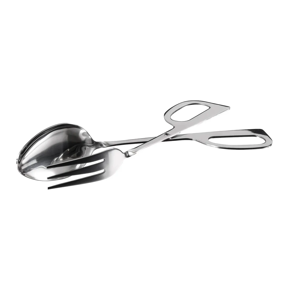 Winco ST-10 Salad Tongs, Spoon/Fork Scissor, 10", Stainless Steel, Satin Finish