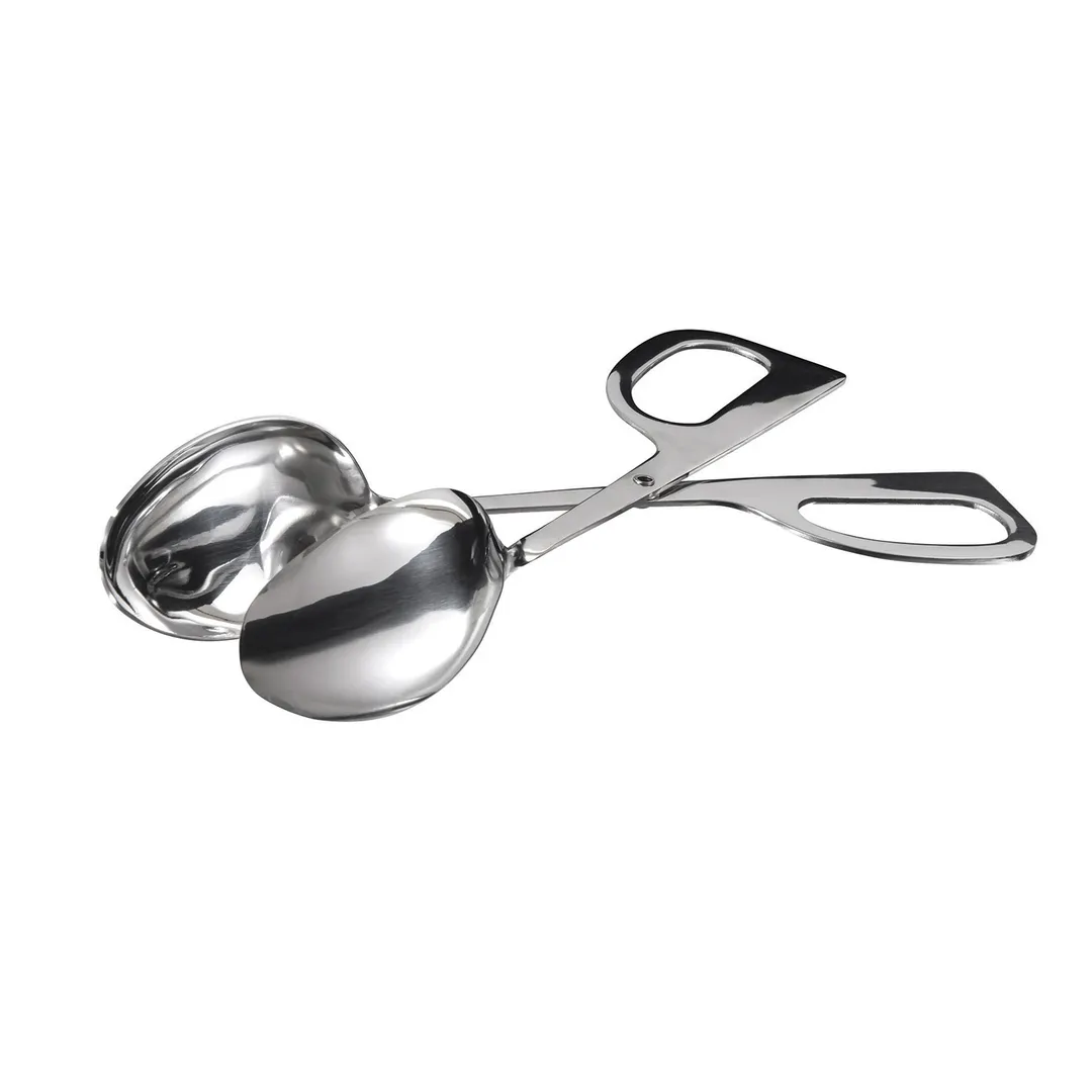 Winco ST-2 Salad Tongs, 10", Double Spoon, Stainless Steel, Mirror Finish