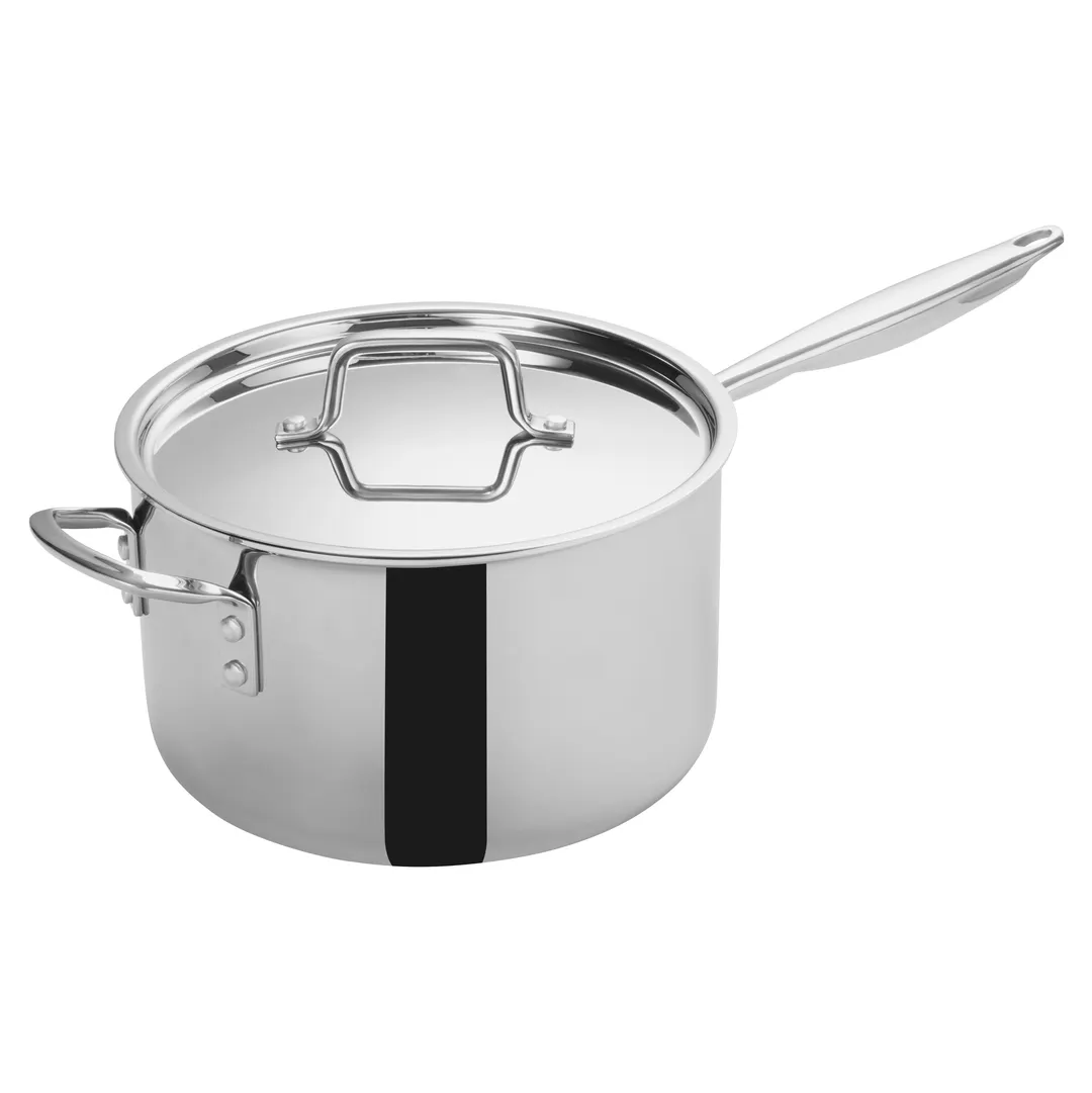 Winco TGAP-7 7 Qt. Tri-Gen Tri-Ply Induction Ready Sauce Pan with Cover