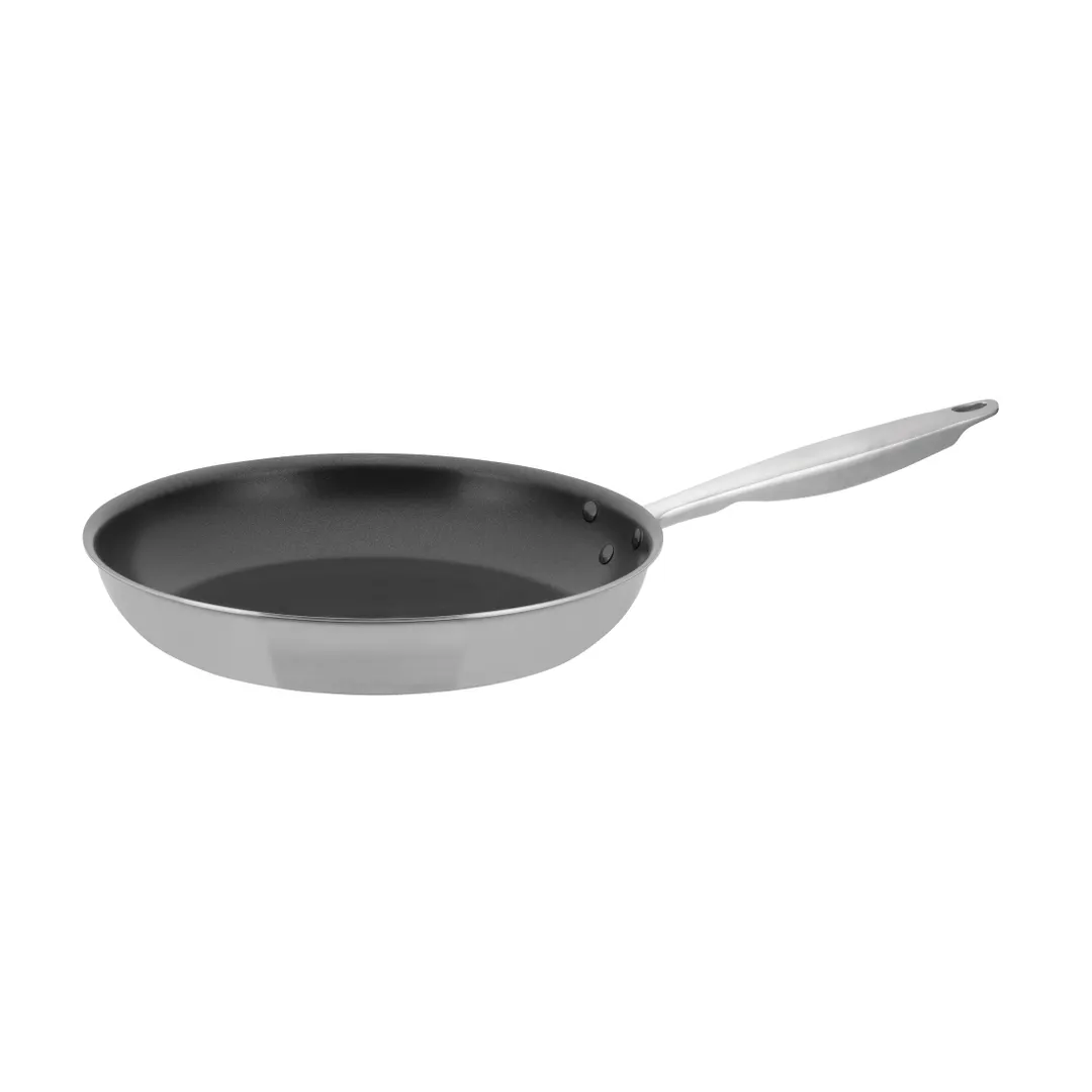 Winco TGFP-12NS Tri-Gen 12" Non-Stick Induction Ready Stainless Steel Fry Pan