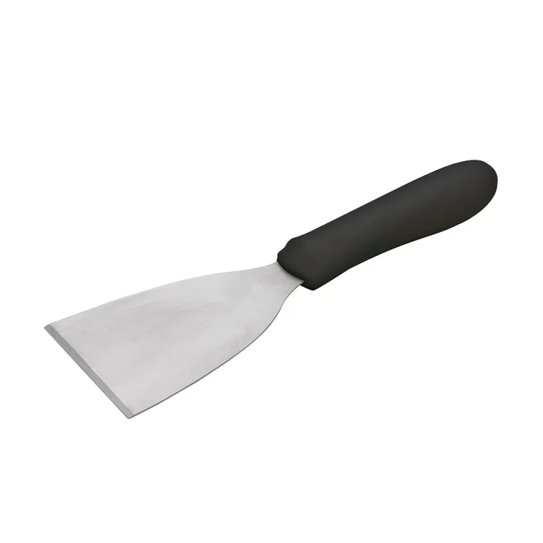 Winco TKP-32 9" Stainless Steel Scraper w/ Black Ergo Handle, 4-1/2" x 3-1/8" Blade