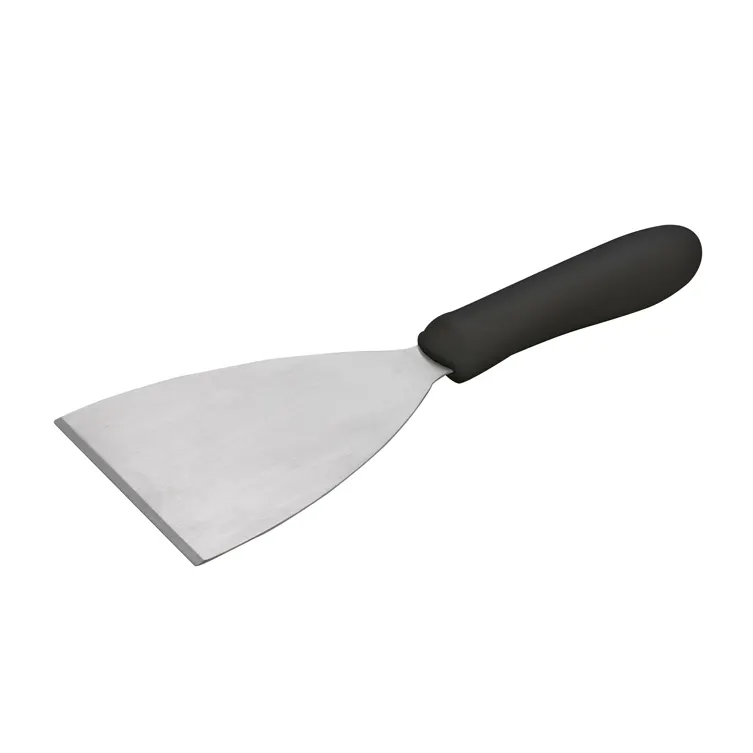 Winco TKP-40 Stainless Steel Scraper w/ Black Ergo Handle, 4-7/8" x 4" Blade