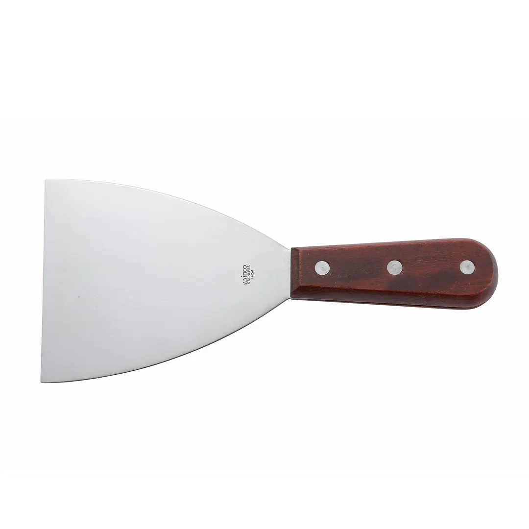 Winco TN54 Grill Scraper w/ Wooden Handle and 4" x 4 1/2" Blade