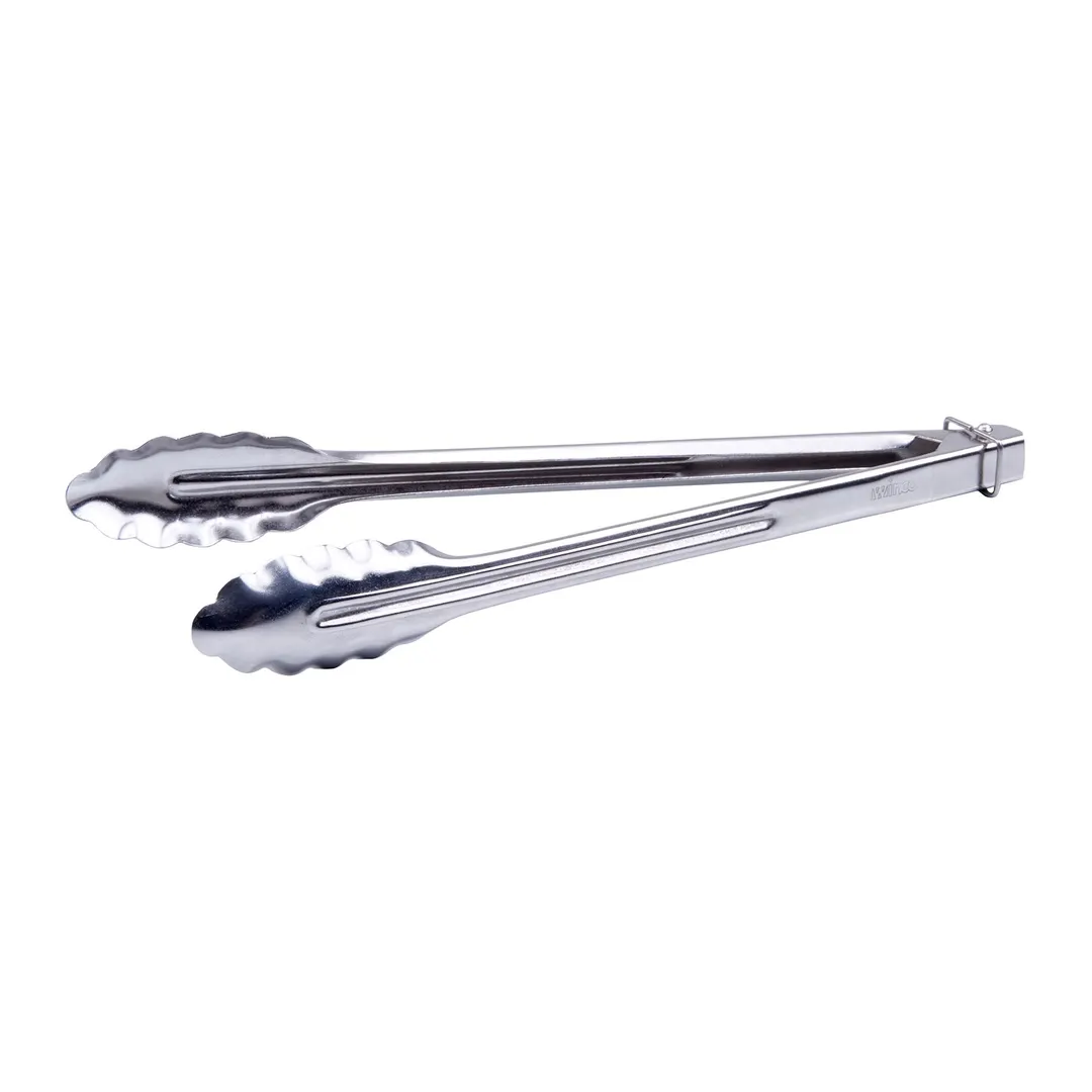 Winco UTLK-12 Utility Tongs, 12", with Locking Ring, Coil Spring, 0.9 mm Thick