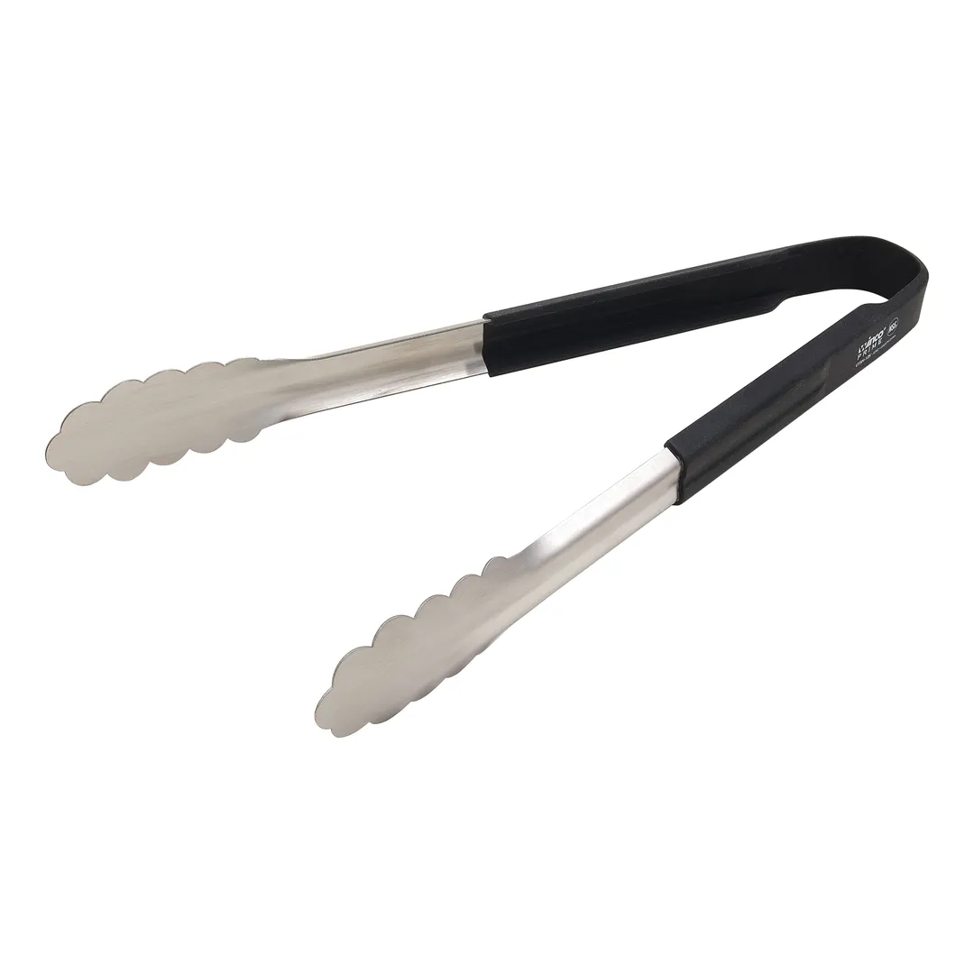 Winco UTSH-12K Utility Tongs, 12", Black Silicone Handle, Stainless Steel, Prime