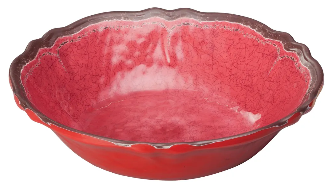 Winco WDM001-506 7.5" Red Round Melamine Bowl, 0.8qt, Hammered Finish, Dishwasher Safe - 24/Case
