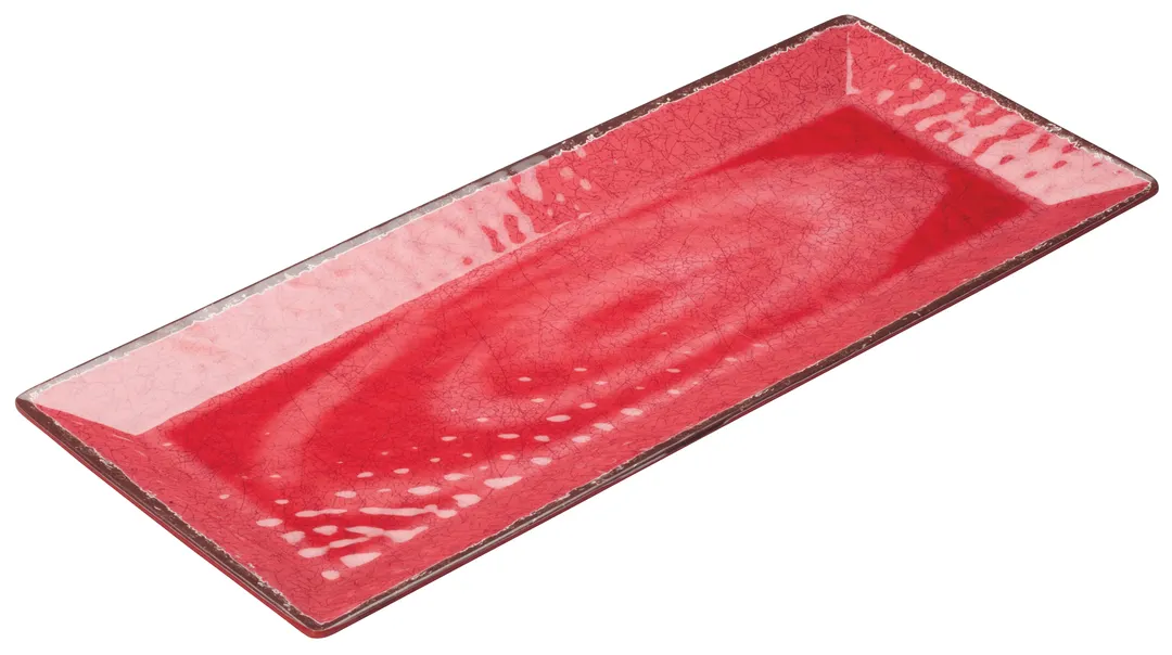 Winco WDM001-508 Luzia™ Rectangular Melamine Dinner Plate, 19" x 8", Red, Break‑Resistant - 24/Case