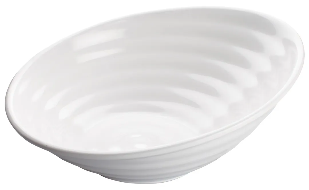 Winco WDM003-202 Hailey Angled Melamine Bowl, 14" 2.75‑Quart White Round, Dishwasher Safe - 12/Case