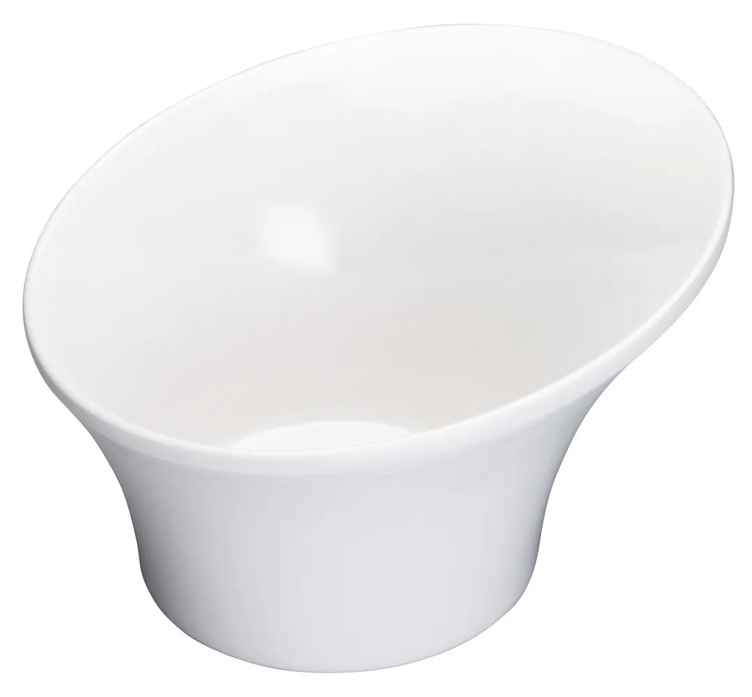 Winco WDM004-202 Priscila 7-1/4" White Round Angled Melamine Bowl, 3/4 Qt, Dishwasher Safe - 24/Case