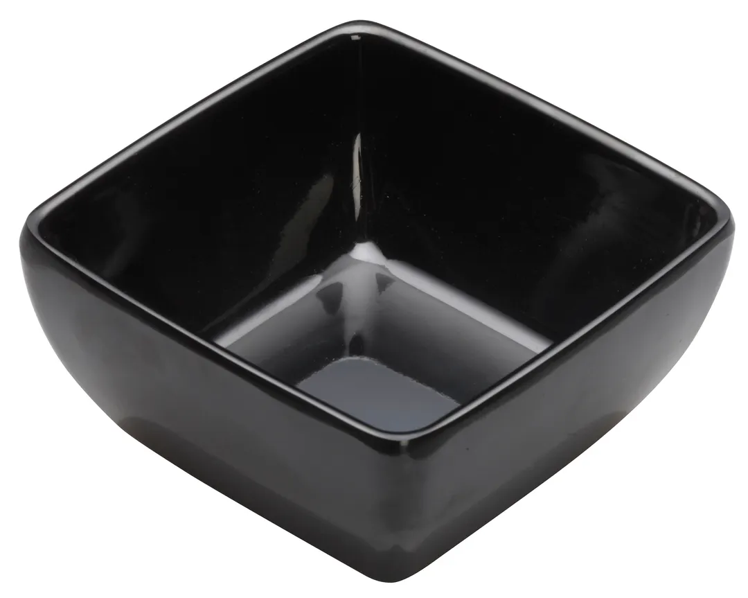 Winco WDM009-302 Square Bowl, 5 oz (3.5″), Black Melamine Break‑Resistant, Dishwasher‑Safe - 48/Case