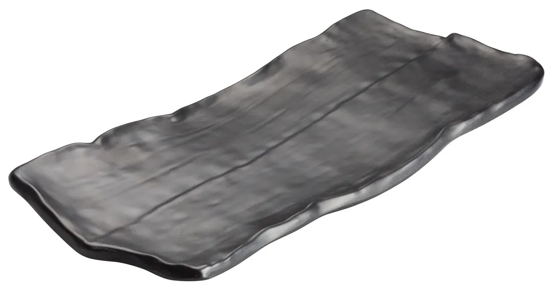 Winco WDM019-303 Rectangular Melamine Platter 14-1/2" x 6-3/8" Black, NSF, Dishwasher‑Safe - 12/Case