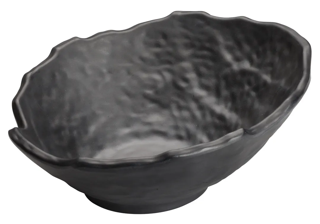 Winco WDM019-308 9" Black Round Angled Melamine Bowl, 23 oz (3/4 qt), Dishwasher Safe - 12/Case