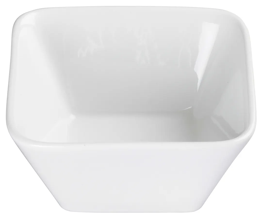 Winco WDP008-101 Laurels Bright White Square Porcelain Bowl, 4½" (9 oz) - 24/Case
