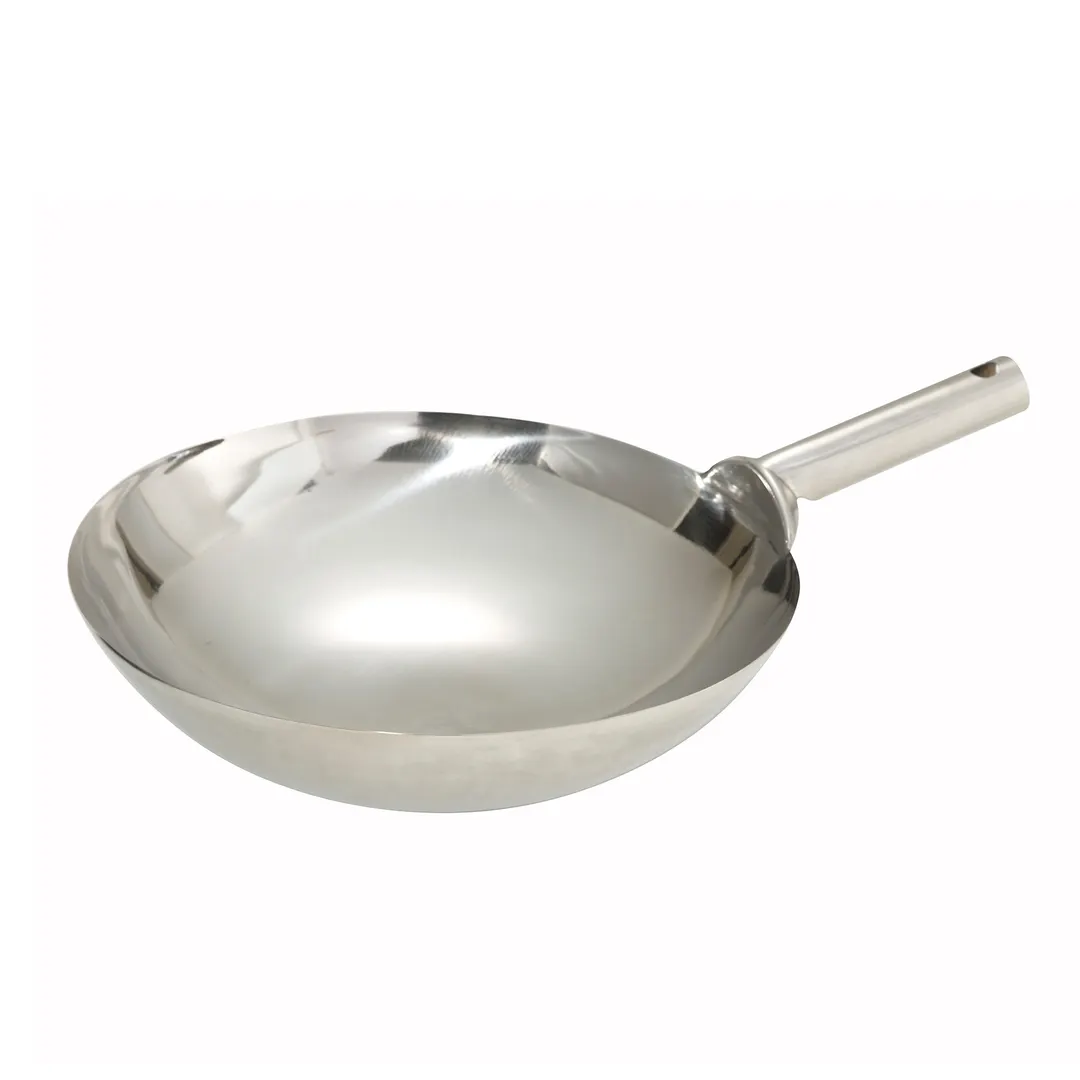Winco WOK-16W WOK-16W, Stainless Steel Chinese Wok, 16", Round, Welded  Joint Handle