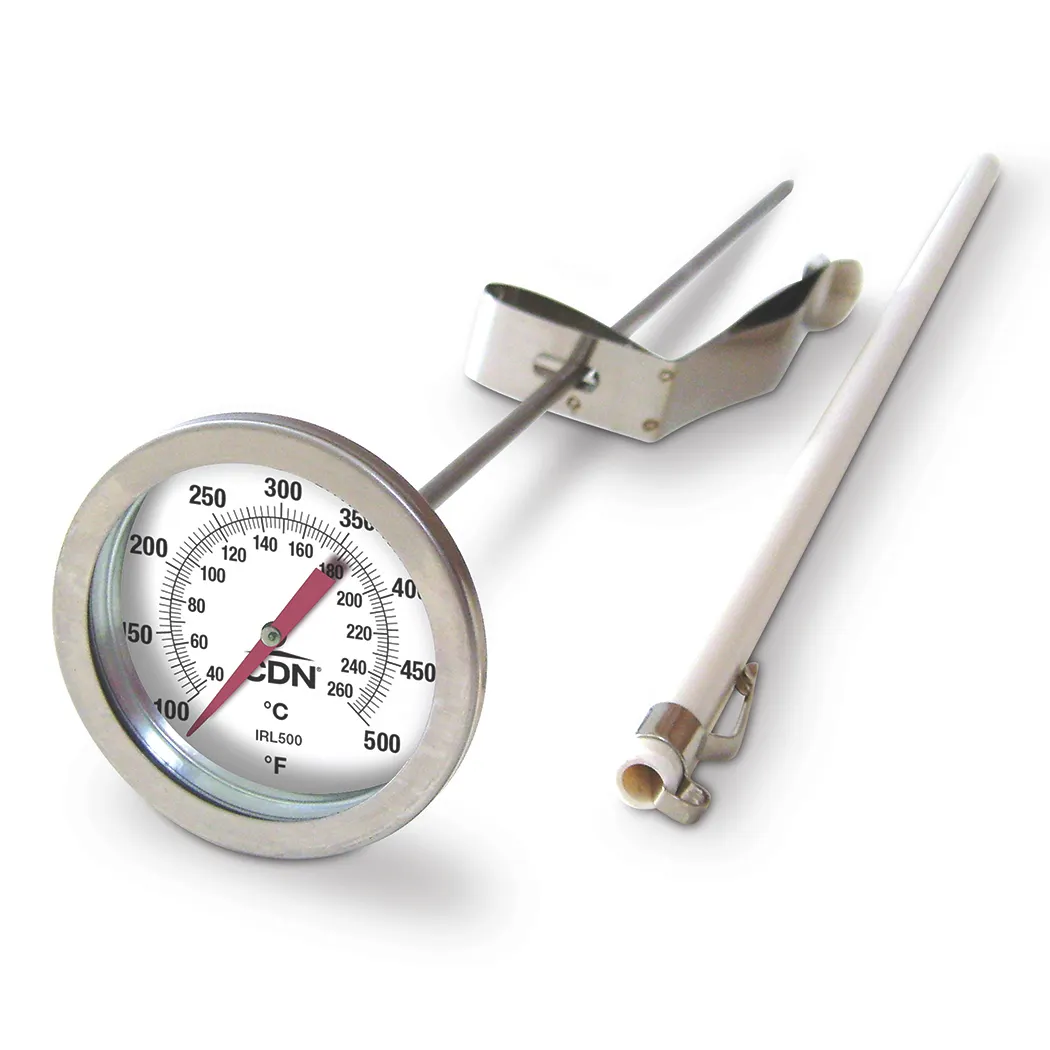 CDN IRL500 Fry Thermometer, Long Stem 12", 100-500°F, Waterproof, 304 Stainless Steel Housing