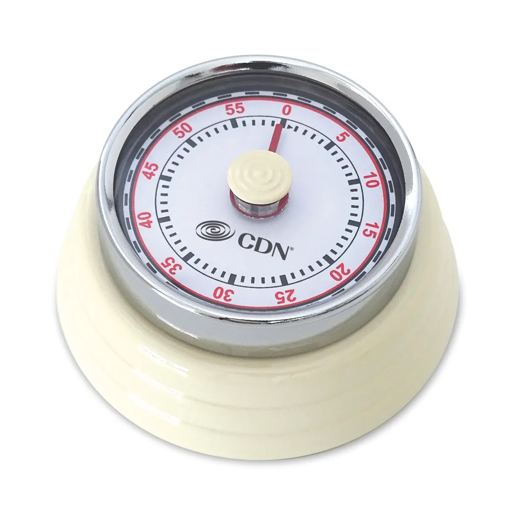 CDN Measurement Tools MT4-W Compact Mechanical Timer, 1‑Hour Countdown, 2" Face, ABS Plastic, White