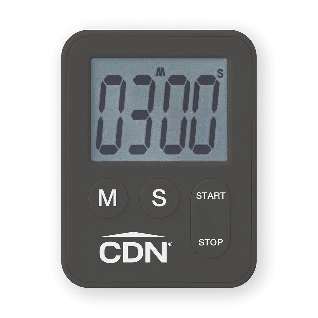 CDN TM28-BK Mini Timer, 2-1/10"W x 3/8"D x 2-3/4"H, 100‑Minute, 60‑Second Alarm, Black