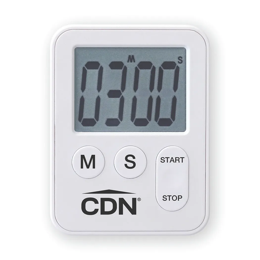 CDN TM28-W Mini Digital Timer, 2-1/10"W x 3/8"D x 2-3/4"H, 100-Minute, 60-Second Alarm, White