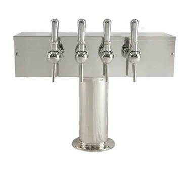 Micro Matic DS-354-PSS-W T Style Wine Font Tower, Counter 20"x7"x18-9/16" Air Cooled Steel 4 Faucets