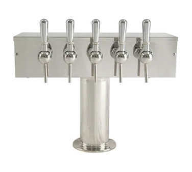Micro Matic DS-355-PSS-W T-Style Wine Font, CT 20"Wx7"Dx18"H, Air-Cooled, 5 304Faucets, 4" Column