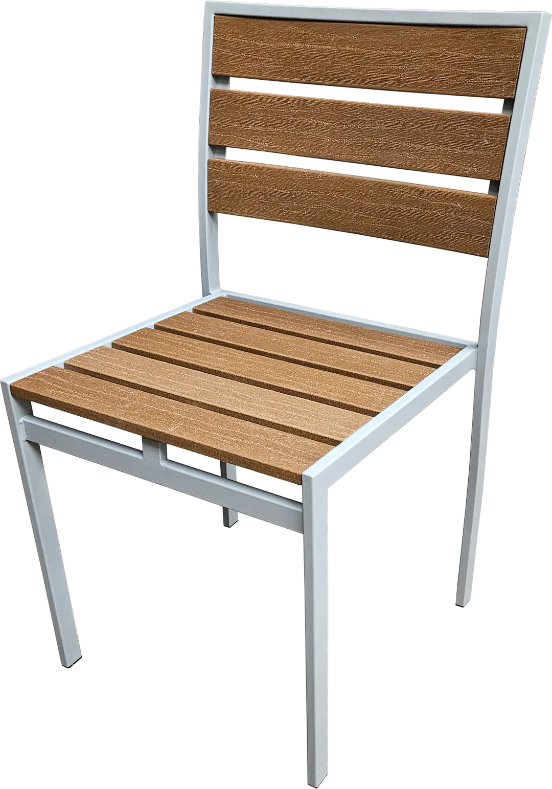 Oak Street OD-CM-TK-B Aluminum Outdoor Dining Chair with Brown Synthetic Teak Back & Seat