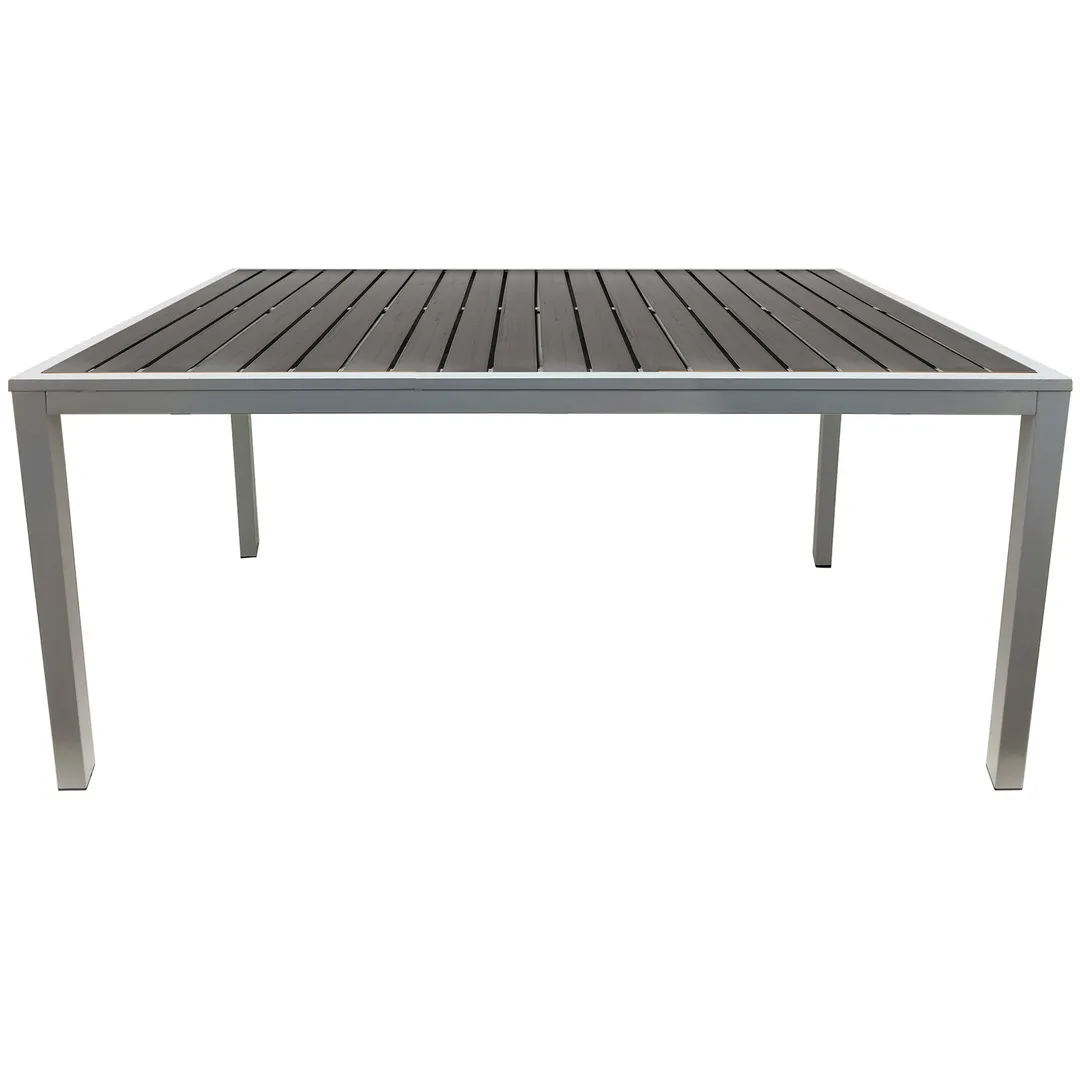 Oak Street OD-TK3048-G Rectangular Teak Outdoor Table, 30x48, Gray Synthetic Wood Top, E-Coated Steel Base