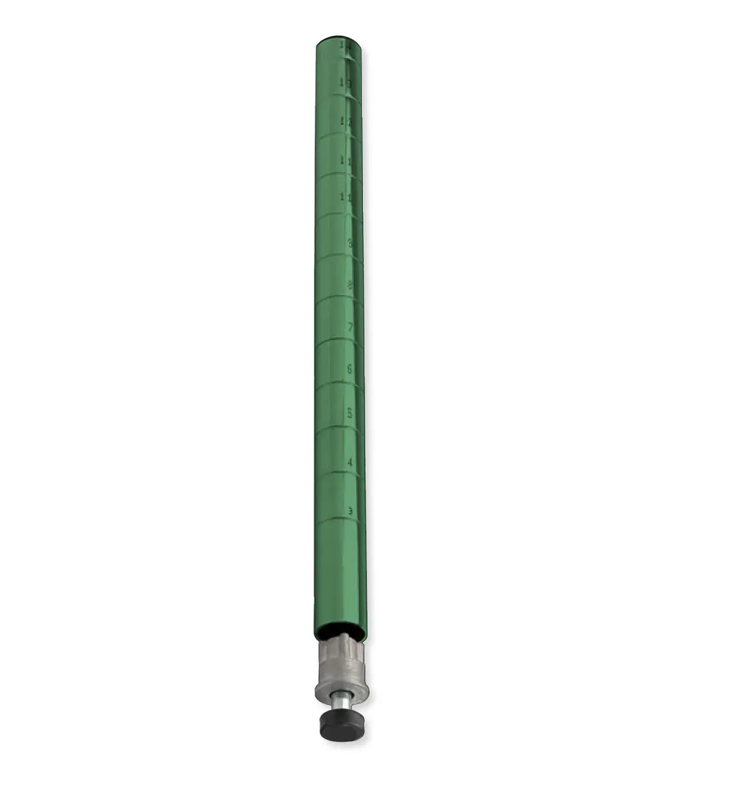 Steel Works SWP74G Wire Shelving Post with Leveling Legs, 74", Epoxy-Coated, Green, NSF, Stationary, 70-79" Height