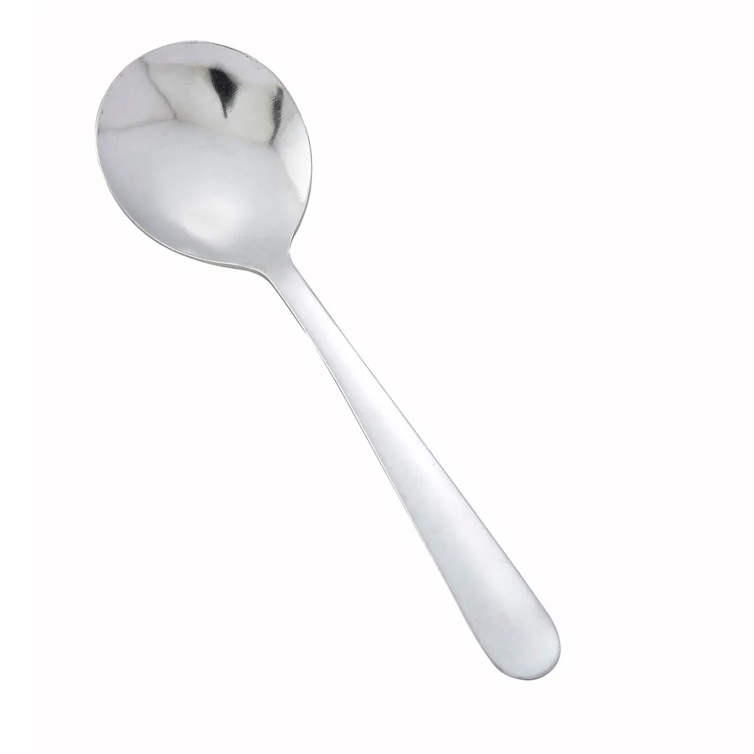 Winco 0002-04 - Windsor Bouillon Spoon, 6" 18/0 Stainless Steel, Vibro Finish, Medium - 1 Dozen