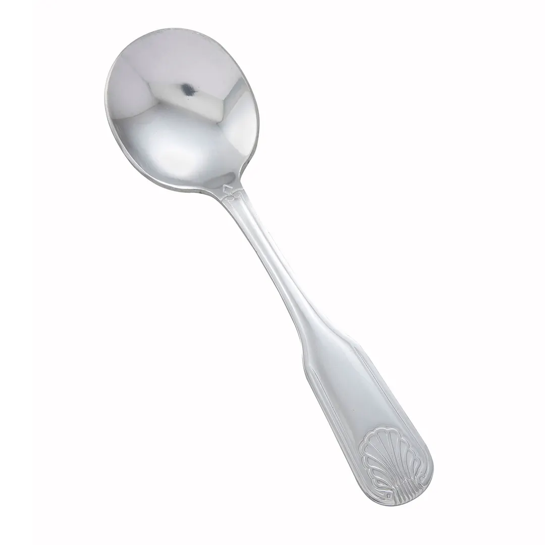 Winco 0006-04 - 6-3/8" Toulouse Bouillon Spoon, 18/0 Stainless Steel, Mirror Finish - 1 Dozen