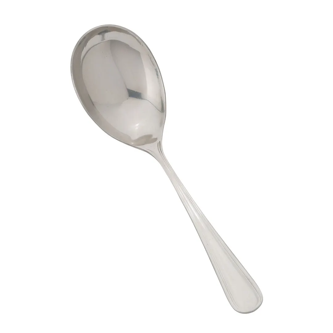 Winco 0030-21 - 9" Heavy Stainless Steel Serving Spoon, Large Bowl, Non-Insulated Handle - 1 Dozen