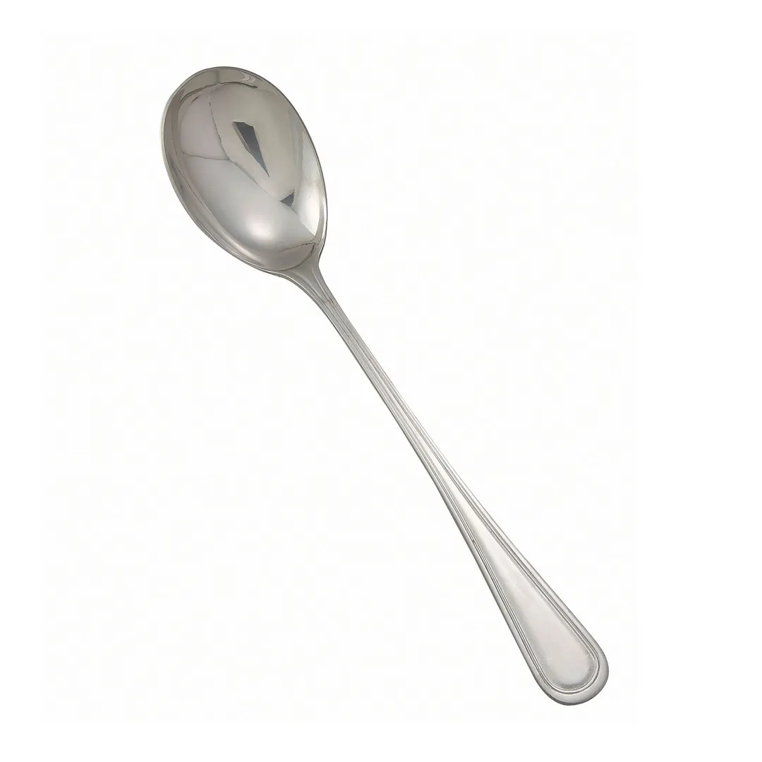Winco 0030-23 11-1/2" Solid Stainless Steel Serving Spoon Mirror Finish Non‑Insulated Handle 1 Dozen