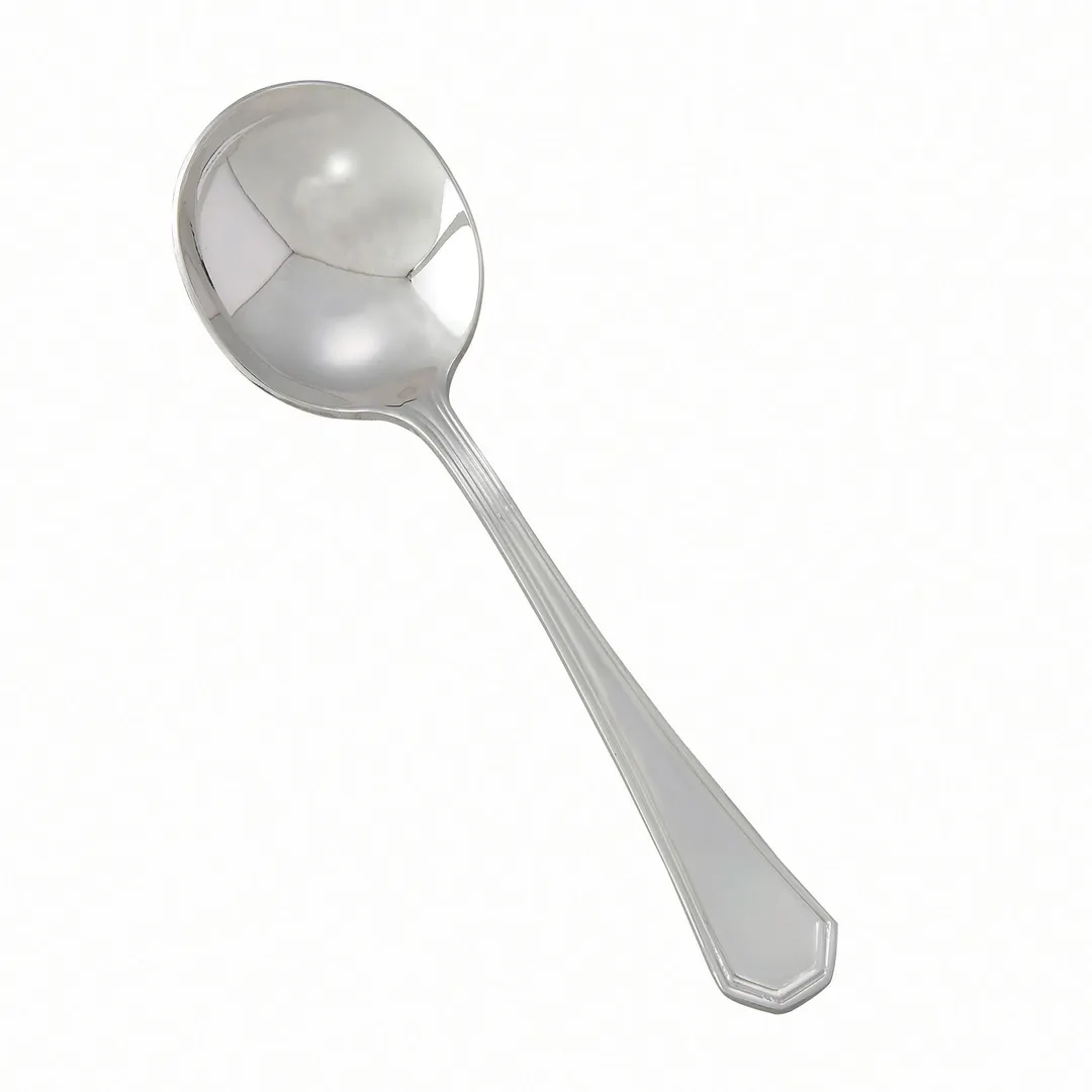 Winco 0035-04 Victoria Bouillon Spoon, 5-7/8" Heavy 18/8 Stainless Steel, Mirror Finish - 1 Dozen