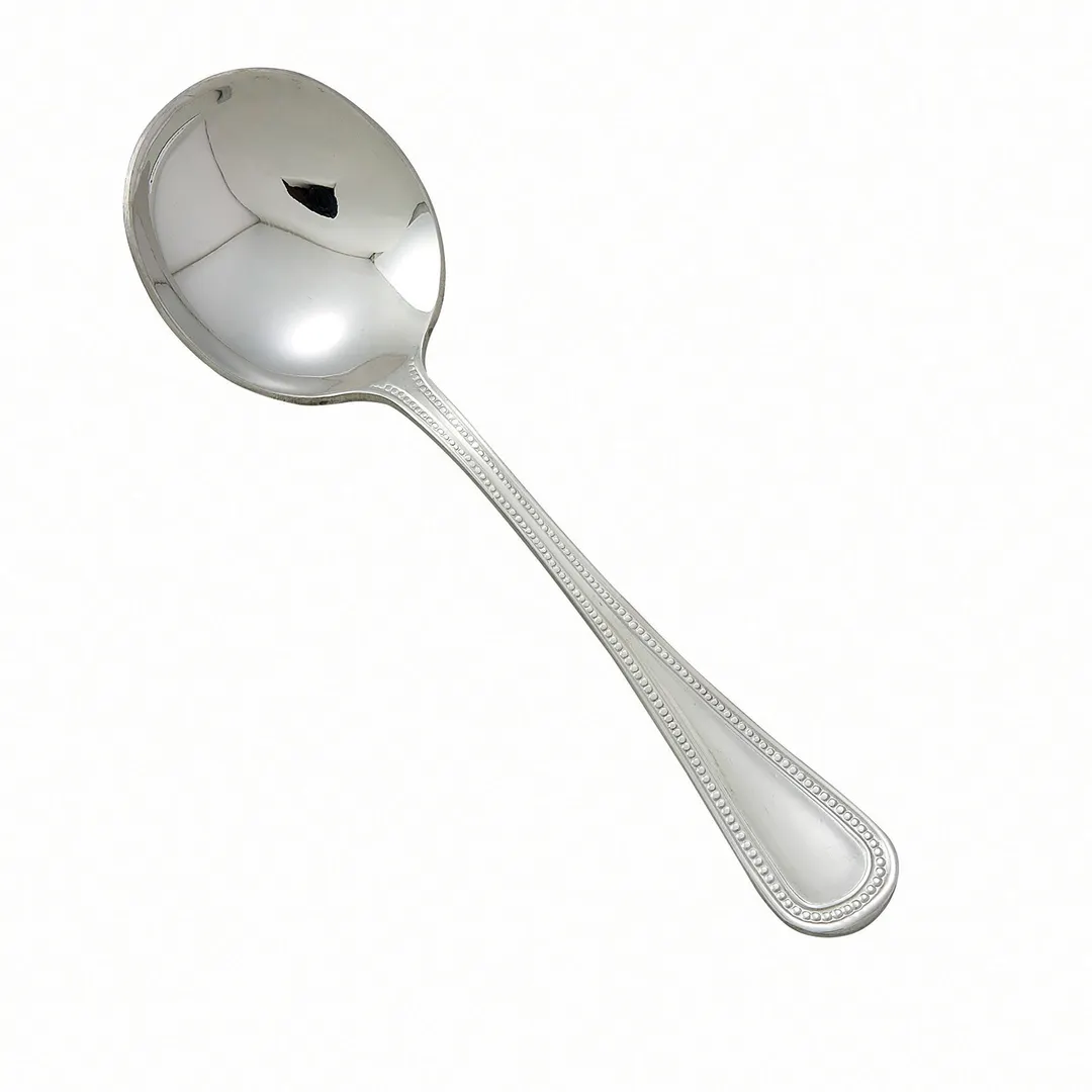 Winco 0036-04 Deluxe Pearl Bouillon Spoon, 5-7/8" Heavy 18/8 Stainless Steel Mirror Finish - 1 Dozen