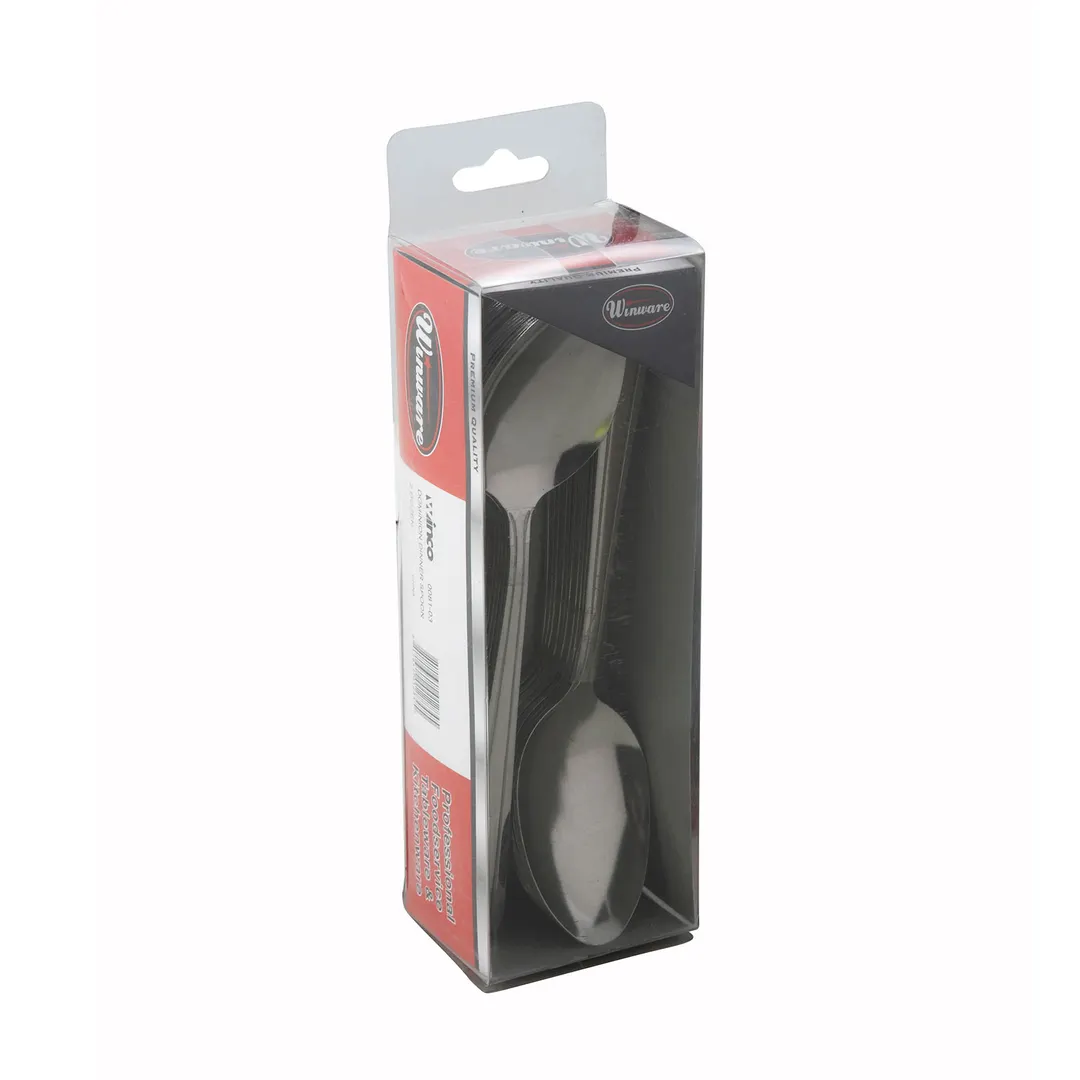 Winco 0081-03 - 7" Dinner Spoon, 18/0 Stainless Steel, Vibro Finish, Dominion Pack - 24/Pack