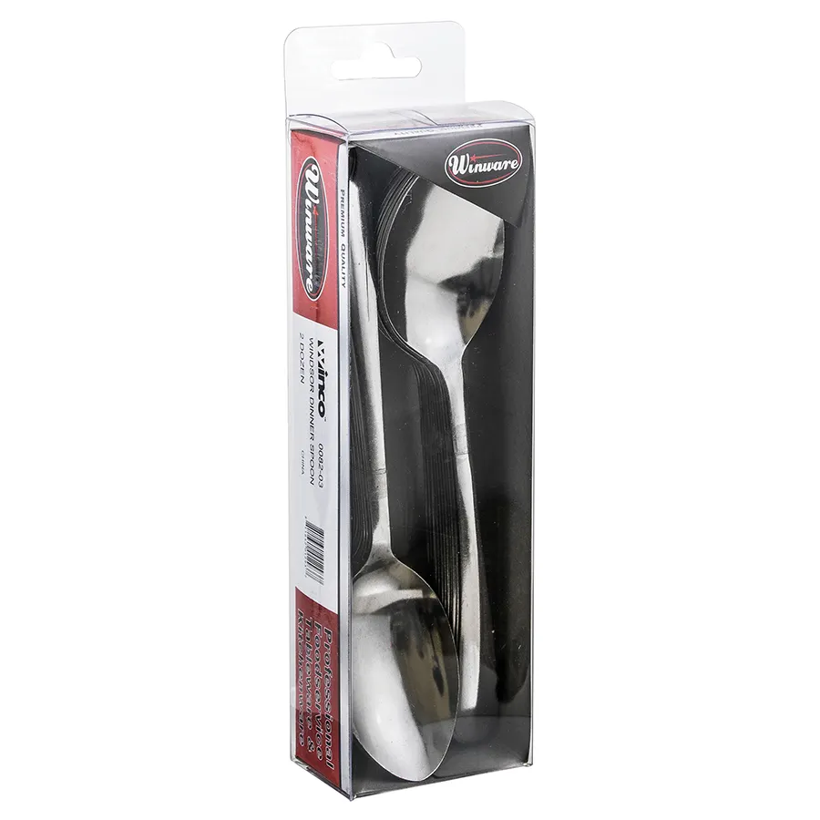 Winco 0082-03 - Windsor Dinner Spoon, 7" 18/0 Stainless Steel, Vibro Finish - 24/Pack