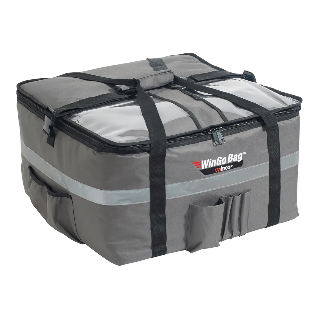 Winco BGCB-2212 Polyester Gray WinGo Bag Insulated Food Delivery Bag - 22"W x 22"D x 12"H