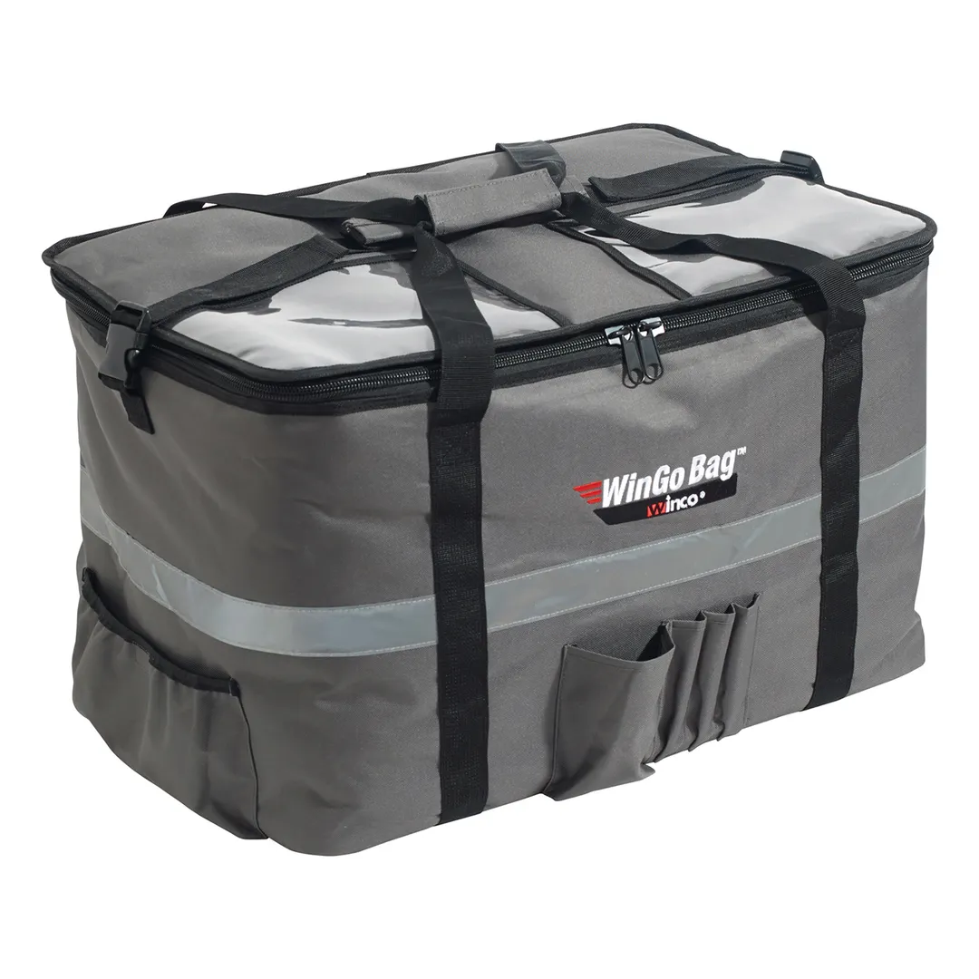 Winco BGCB-2314 WinGo Bag Insulated Food Delivery Bag, Polyester, Gray - 23"W x 15"D x 14"H,