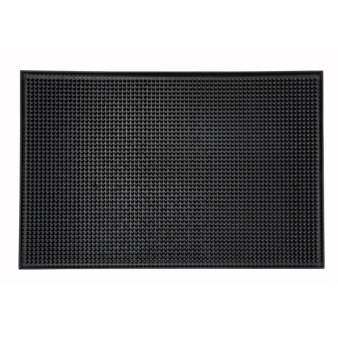 Winco BM-1812K 18" x 12" Rubber Bar Service Mat, Black