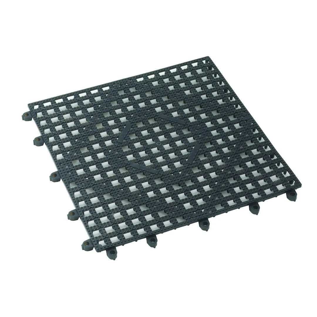 Winco BML-12K 12" x 12" Interlocking Plastic Bar Mat, Black
