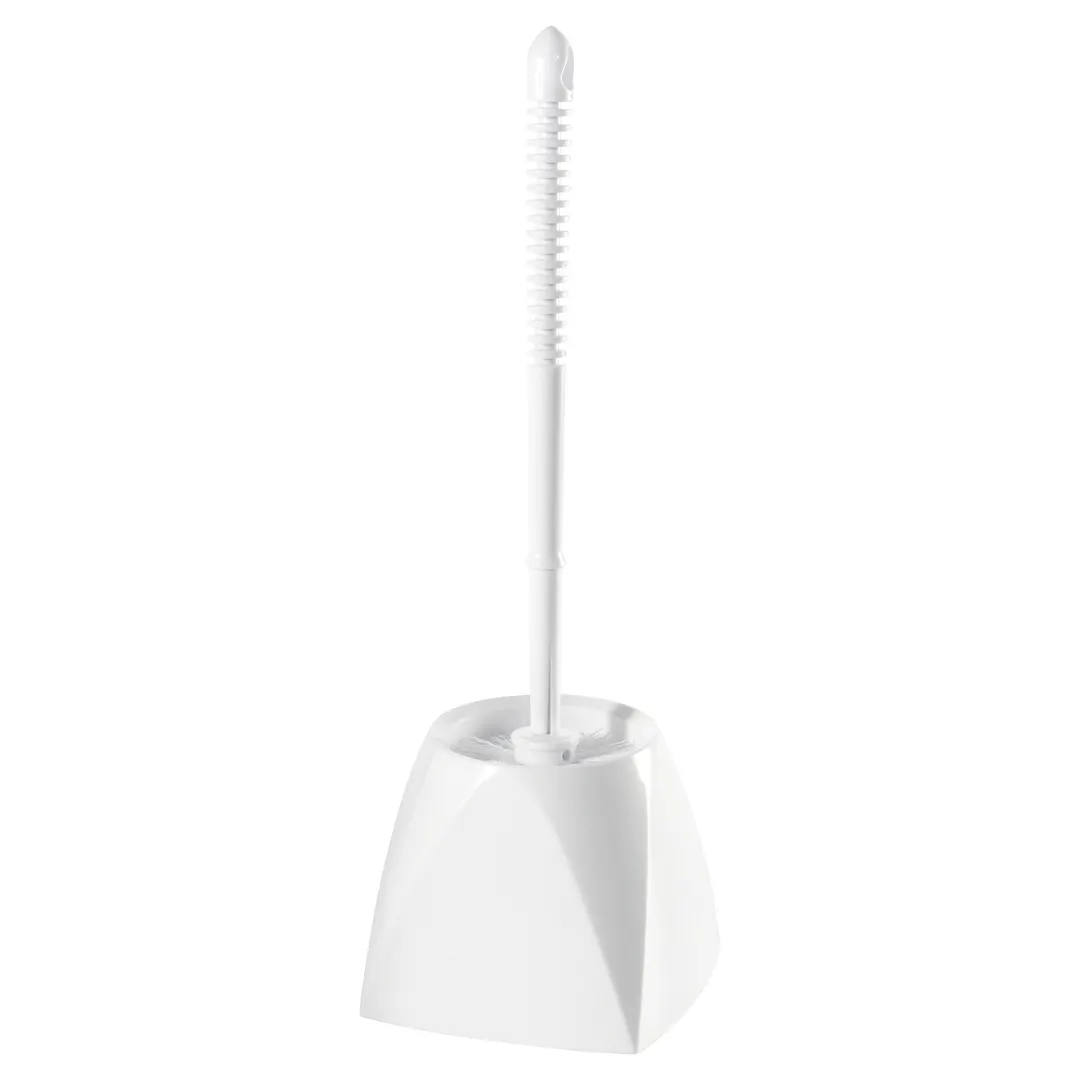 Winco BR-15SET Toilet Brush & Caddy Set, 15" OAL Brush, 4½" Plastic Caddy, White Polypropylene