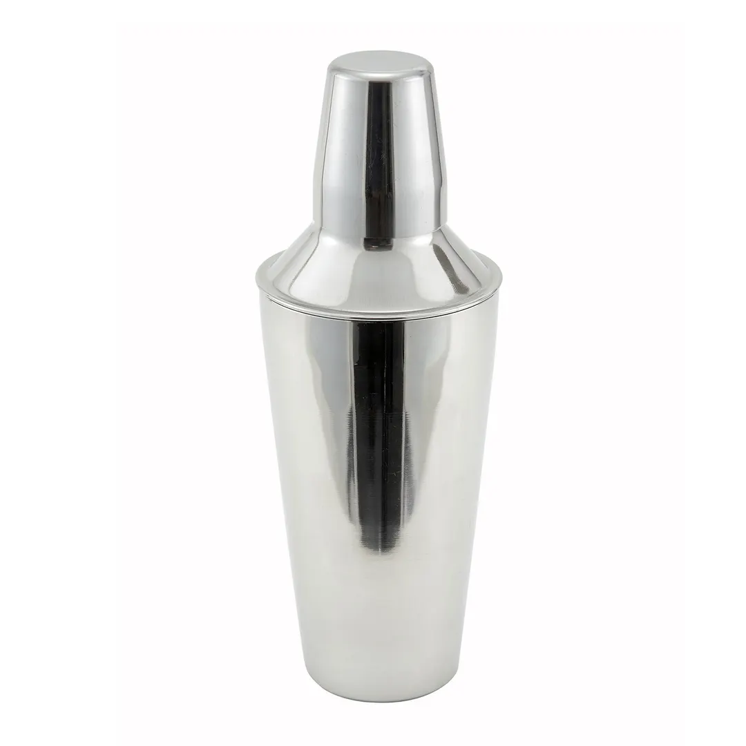 Winco BS-3P Classic Bar Cocktail Shaker Set, 28 oz (3-Piece) Stainless Steel, Slender Design